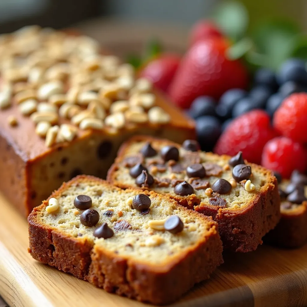 Variations of cottage cheese banana bread with different toppings.