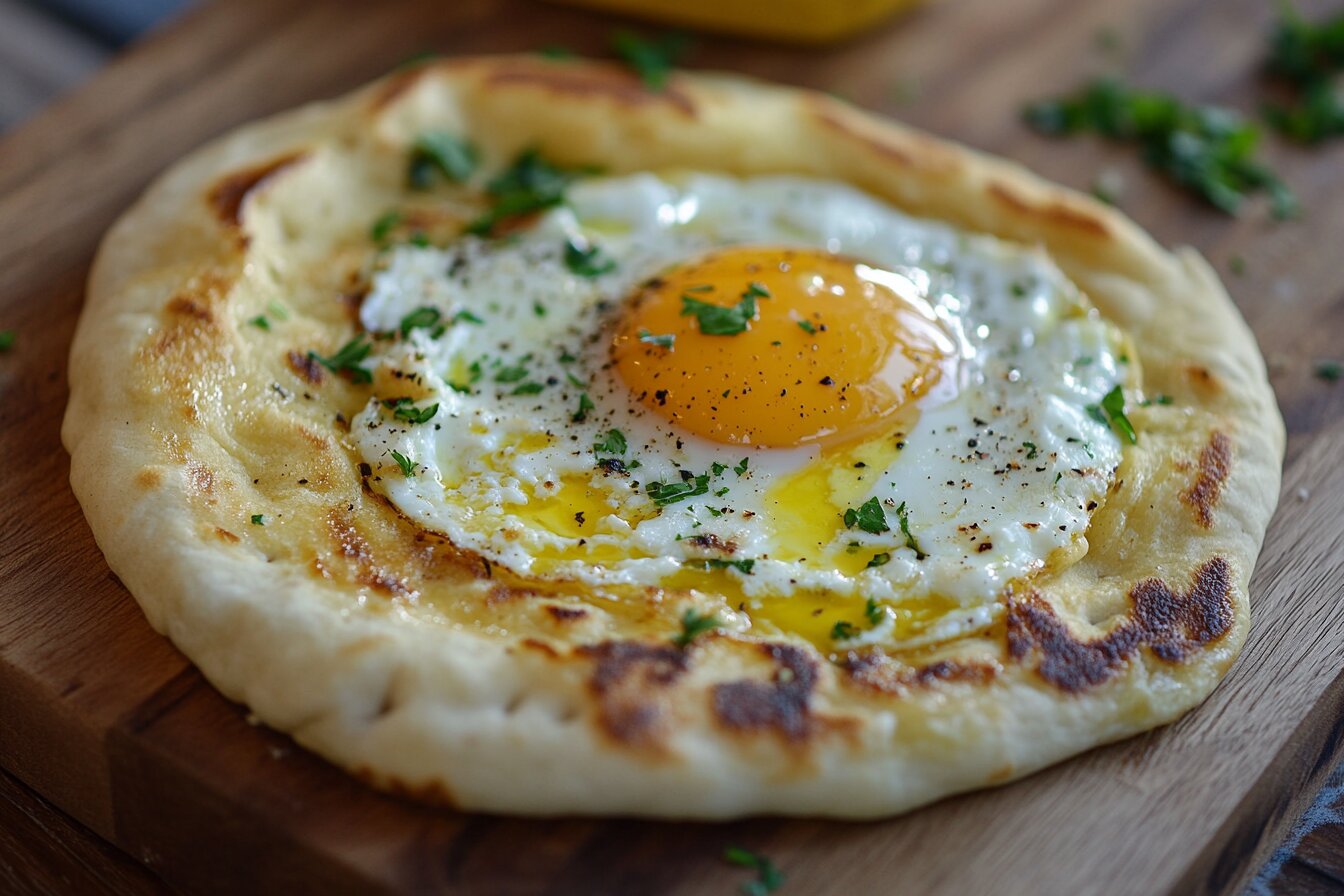 Homemade cottage cheese and egg flatbread, golden and fluffy