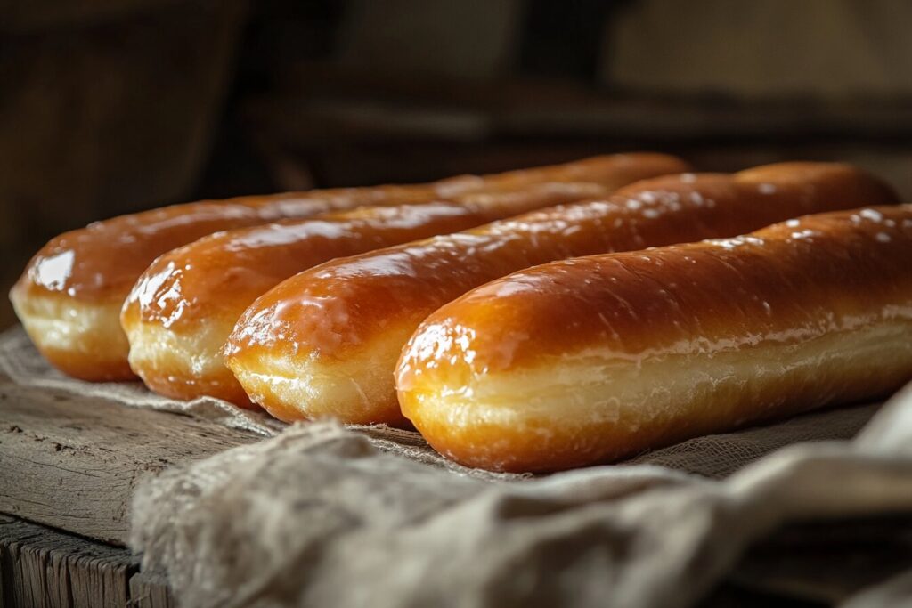 Long john donuts with maple glaze